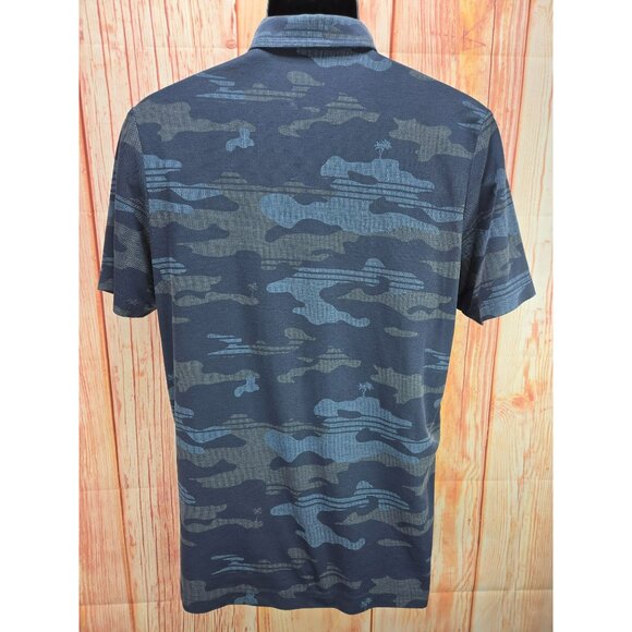 Travis Mathew Mens Blue Camo Polo Shirt Medium PimaCotton Polyester Blend - Picture 2 of 8